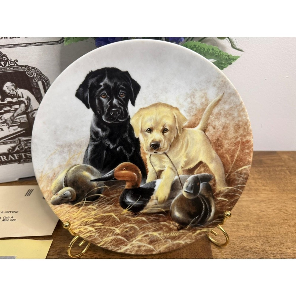 Edwin M. Knowles Collector Plate A Perfect Set Labrador‎ Retrievers 1988 COA Box